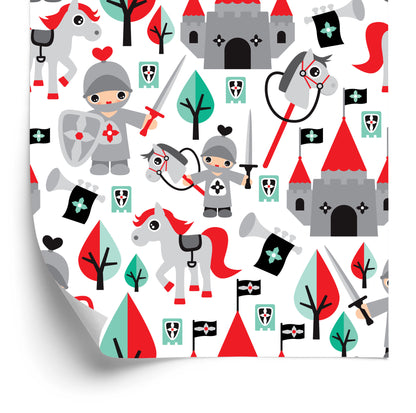 Wallpaper Children's Fairy Tale Knights Horses Tree