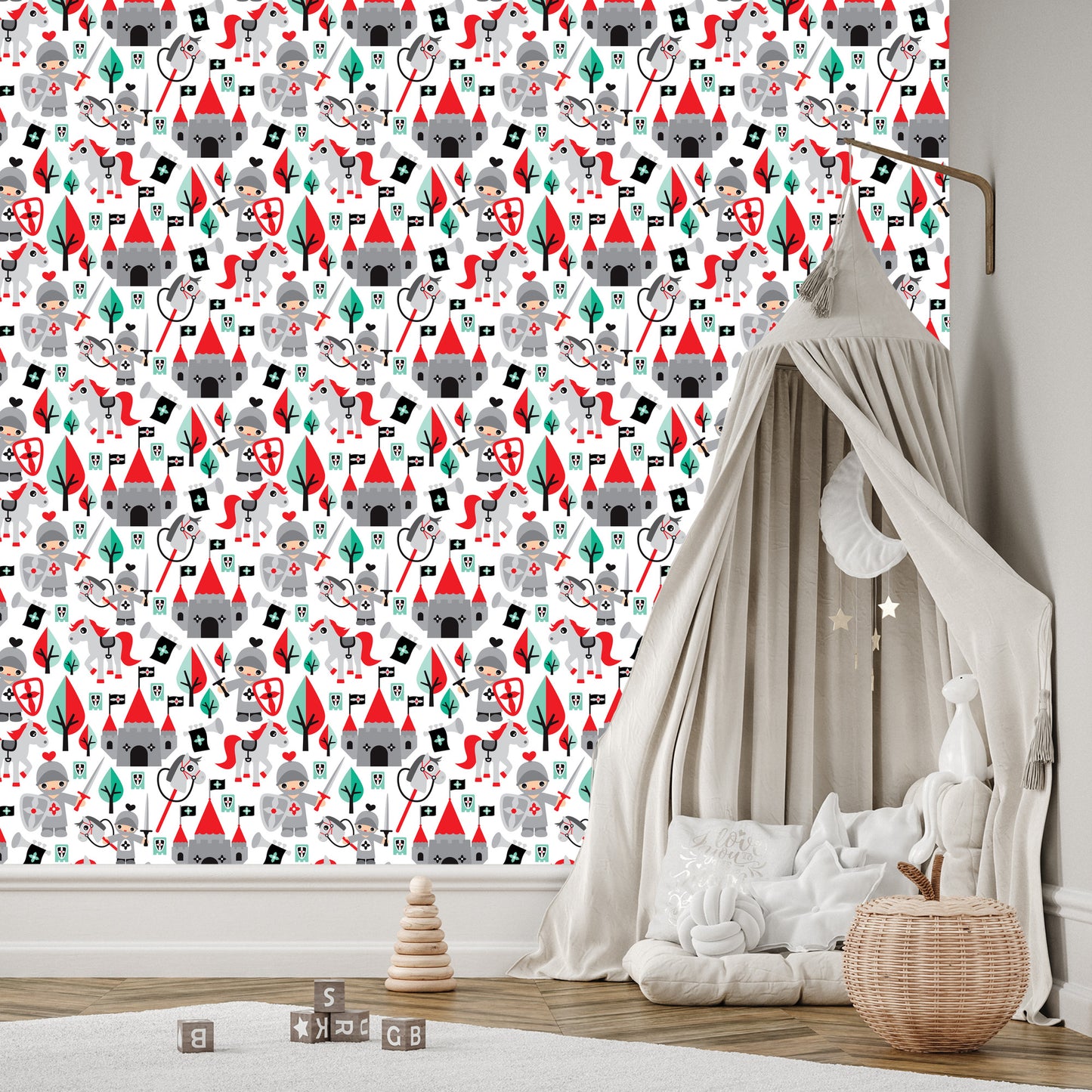Wallpaper Children's Fairy Tale Knights Horses Tree