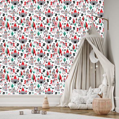Wallpaper Children's Fairy Tale Knights Horses Tree