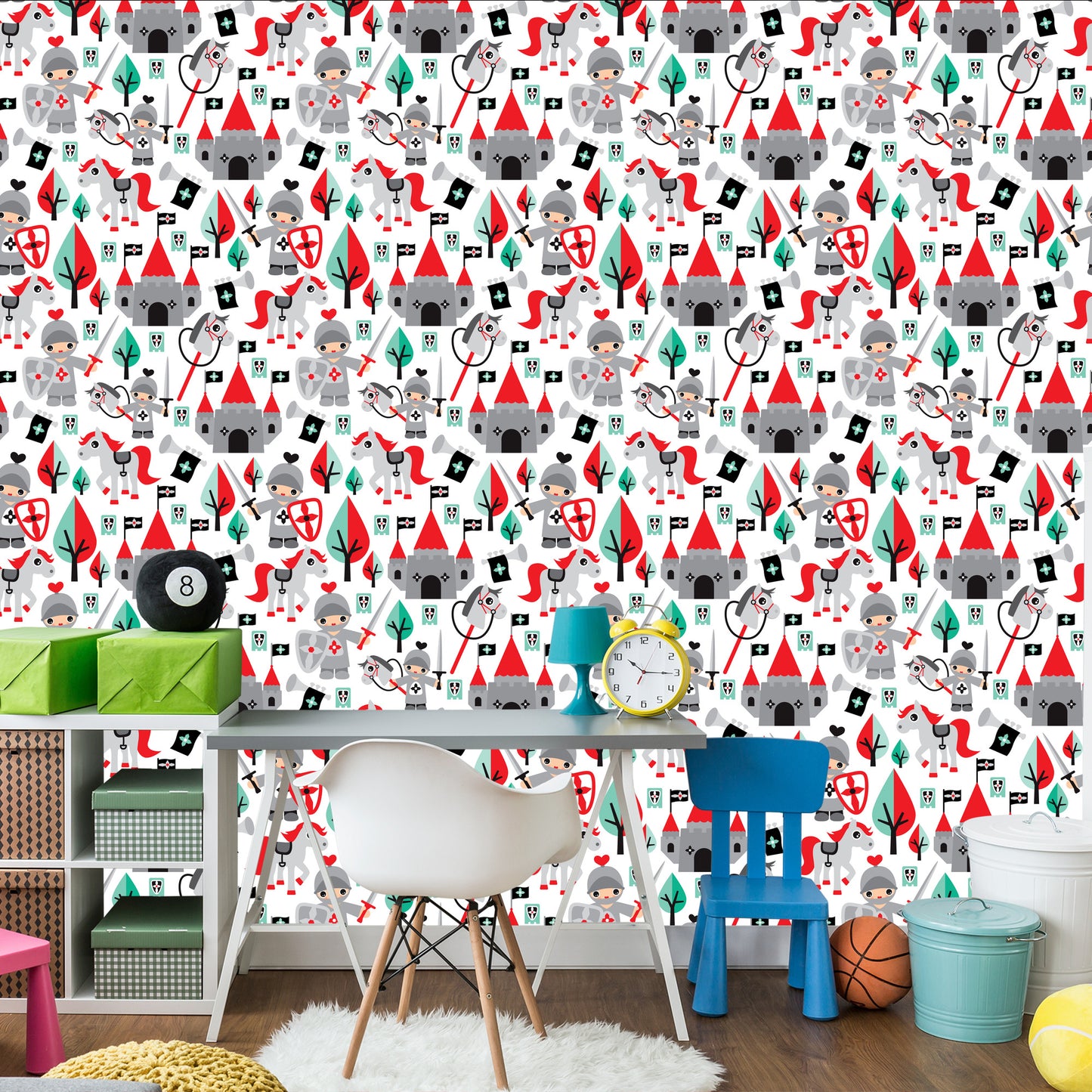 Wallpaper Children's Fairy Tale Knights Horses Tree