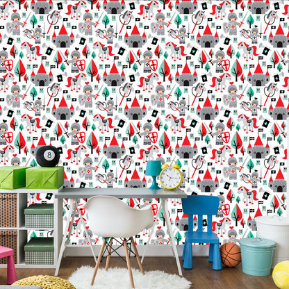 Wallpaper Children's Fairy Tale Knights Horses Tree