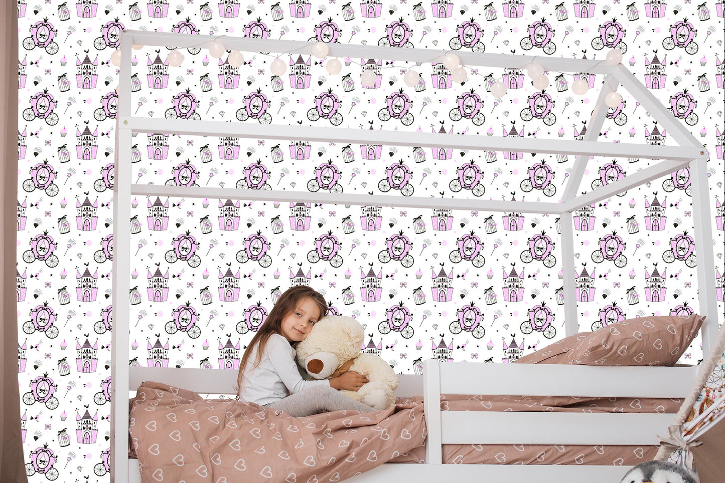 Wallpaper Fairy-Tale Castle Birds For Children's Room