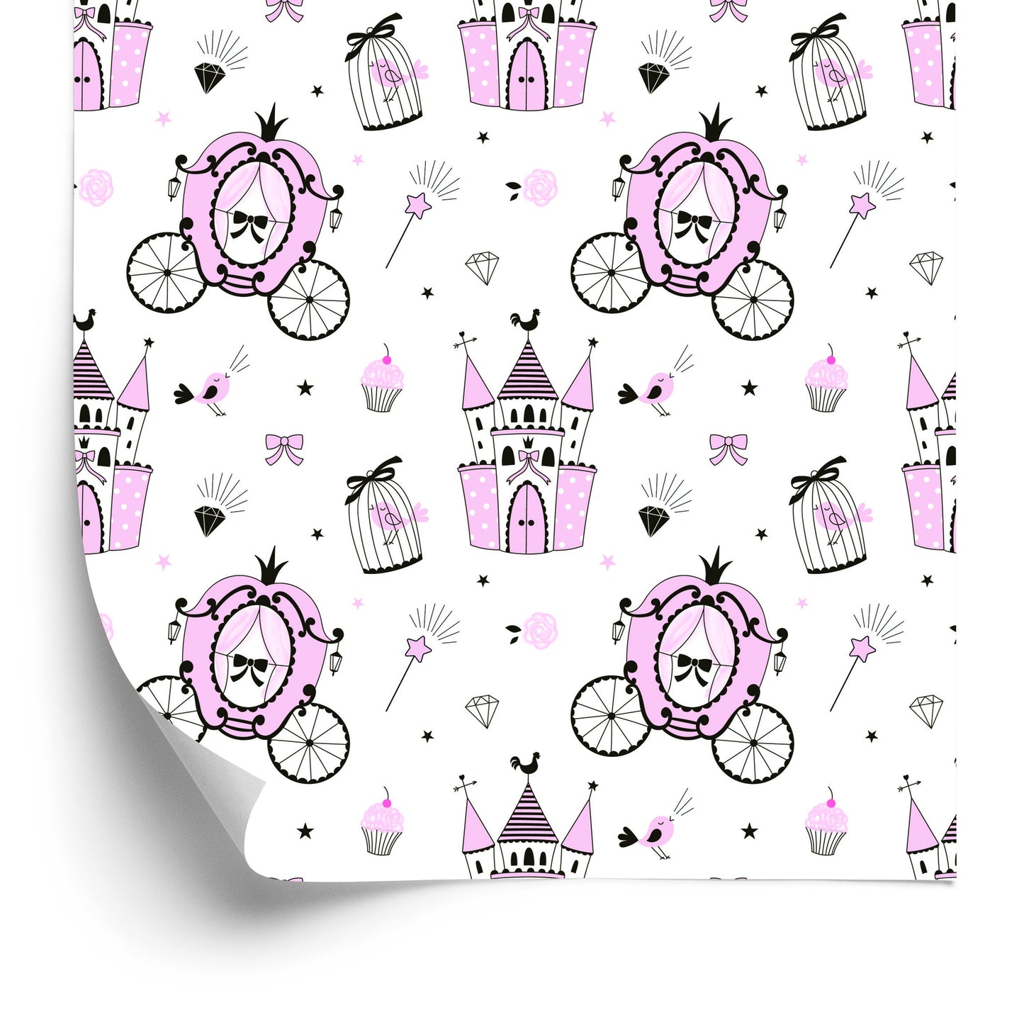Wallpaper Fairy-Tale Castle Birds For Children's Room