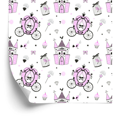 Wallpaper Fairy-Tale Castle Birds For Children's Room