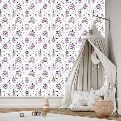 Wallpaper Fairy-Tale Castle Birds For Children's Room