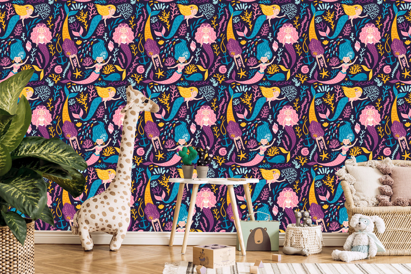 Wallpaper Fairytale Mermaid Cartoon Children's Room