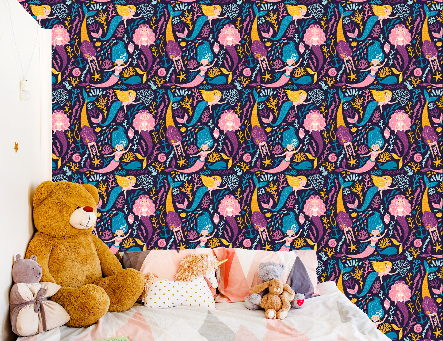 Wallpaper Fairytale Mermaid Cartoon Children's Room