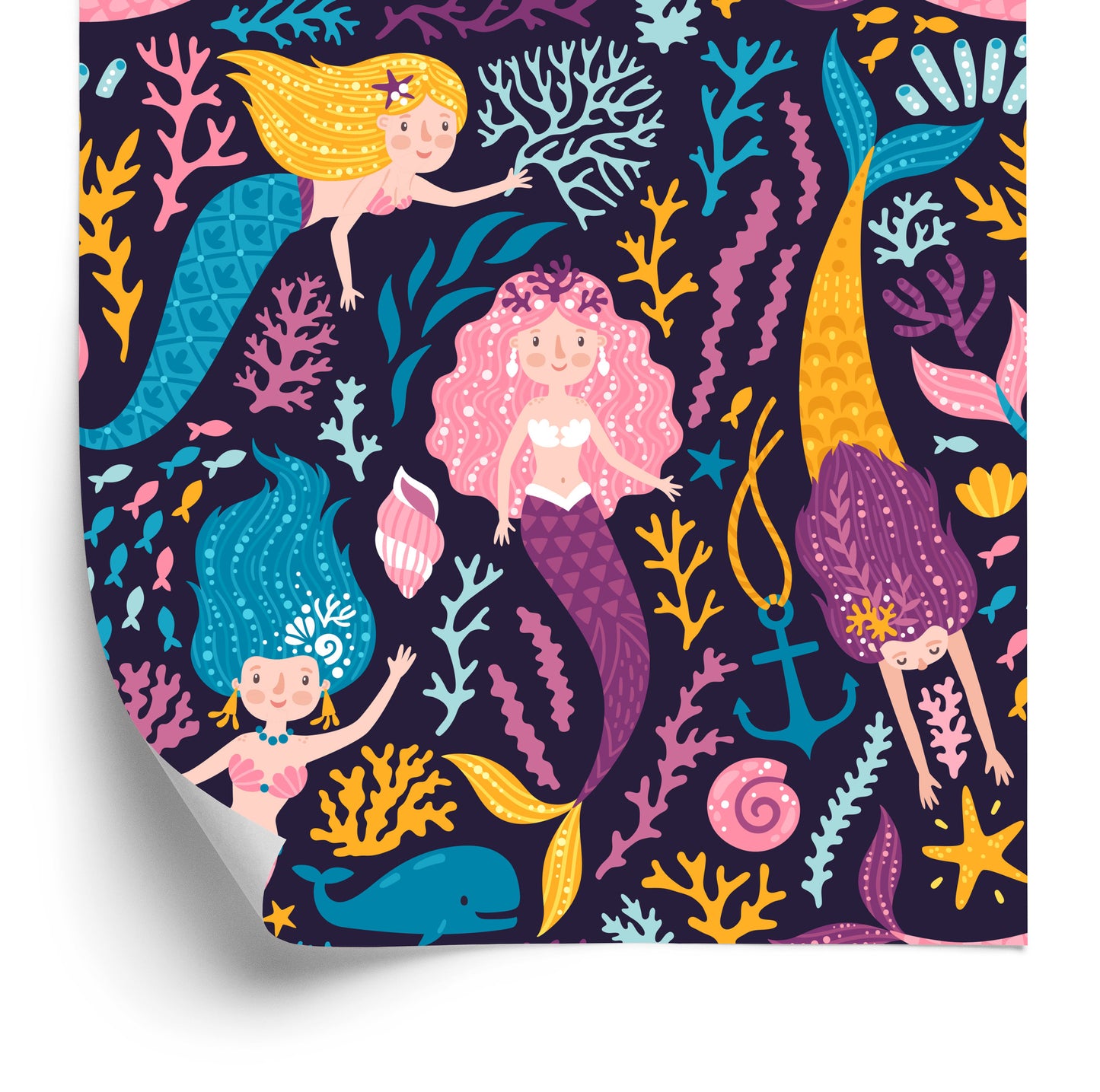Wallpaper Fairytale Mermaid Cartoon Children's Room