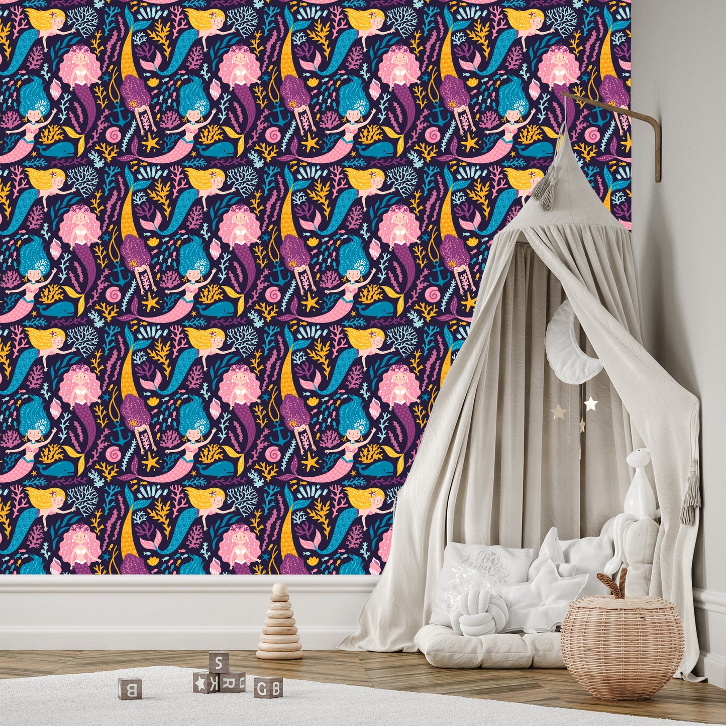 Wallpaper Fairytale Mermaid Cartoon Children's Room
