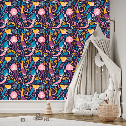 Wallpaper Fairytale Mermaid Cartoon Children's Room