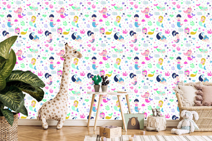 Wallpaper Fairy-Tale Mermaids Stars For A Child's Room