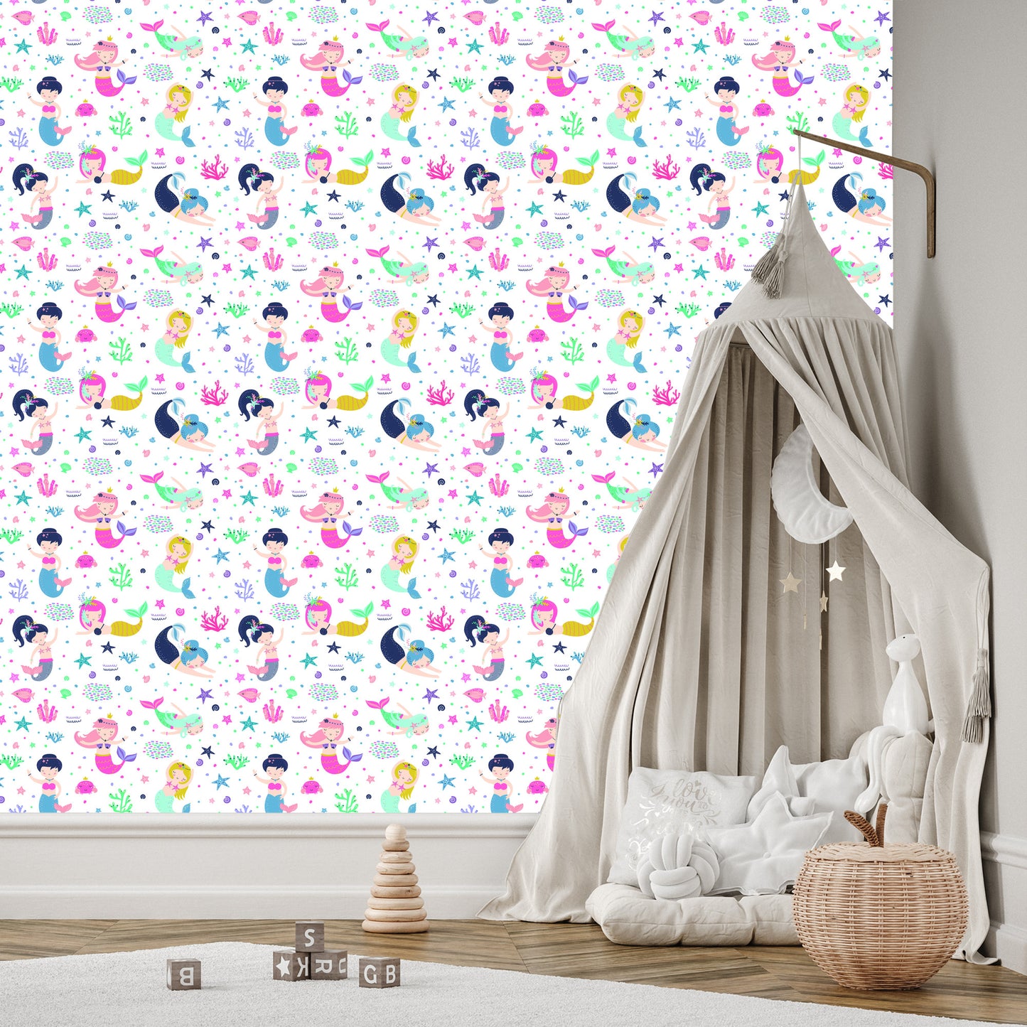 Wallpaper Fairy-Tale Mermaids Stars For A Child's Room