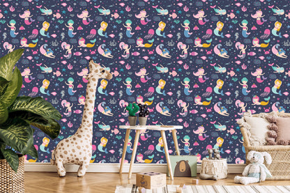 Wallpaper Mermaids From A Fairy Tale For A Child's Room