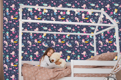 Wallpaper Mermaids From A Fairy Tale For A Child's Room