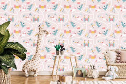 Wallpaper Dragons Unicorns From A Fairy Tale Children's Room