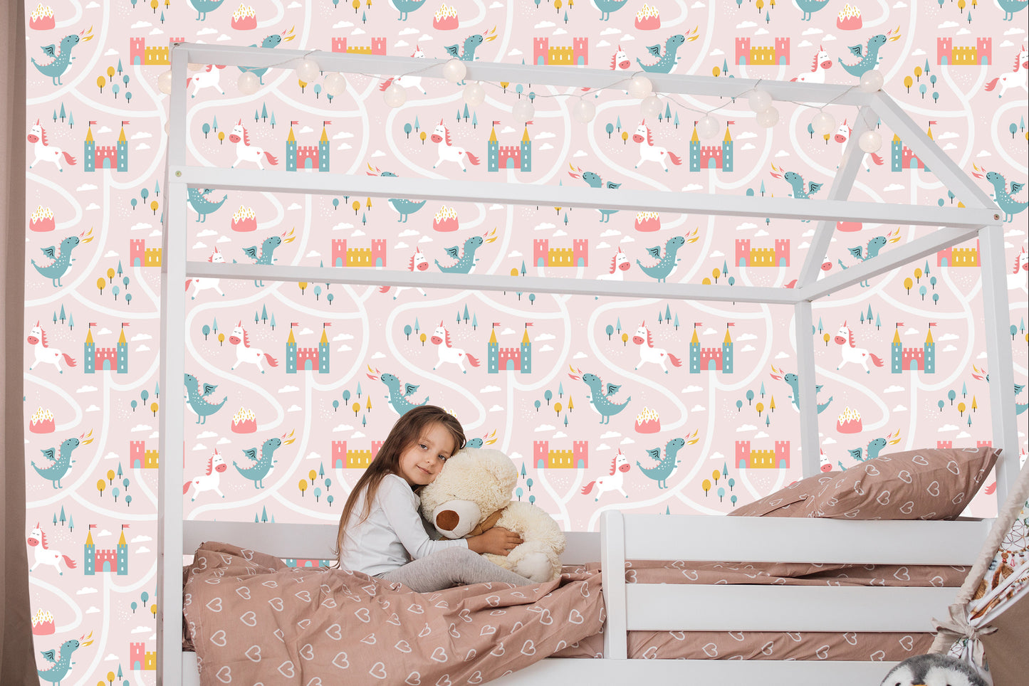 Wallpaper Dragons Unicorns From A Fairy Tale Children's Room