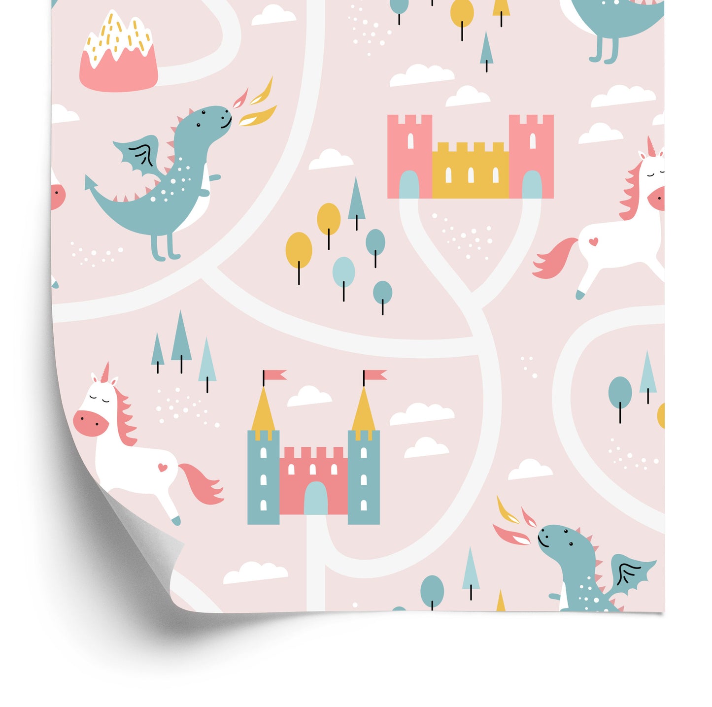 Wallpaper Dragons Unicorns From A Fairy Tale Children's Room