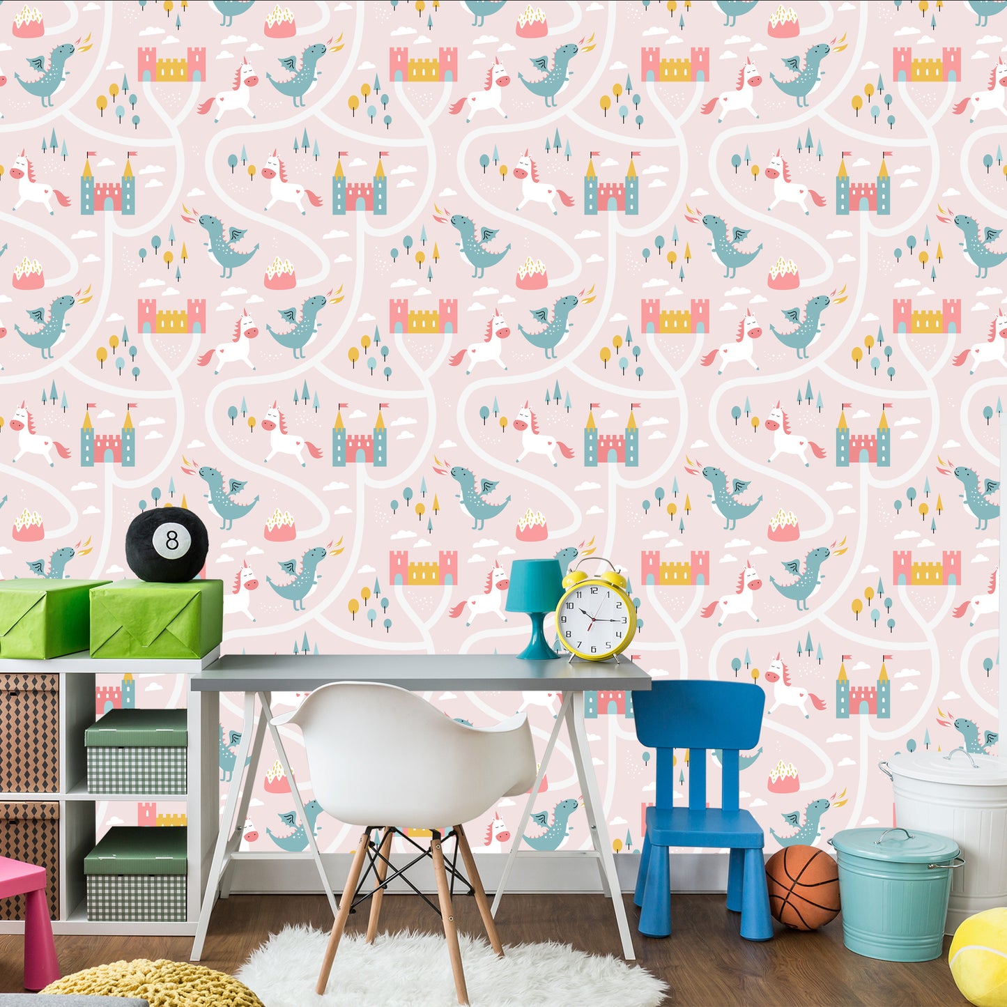 Wallpaper Dragons Unicorns From A Fairy Tale Children's Room