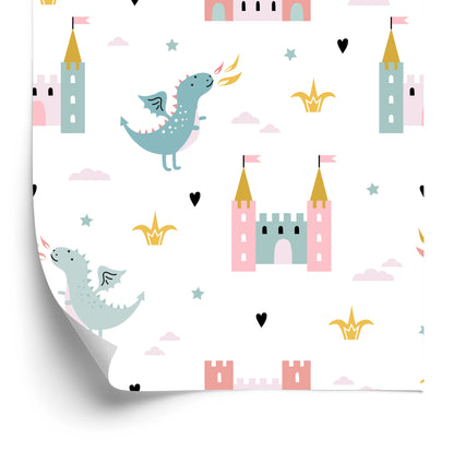 Wallpaper Fairytale Clouds Dragons For Baby Room