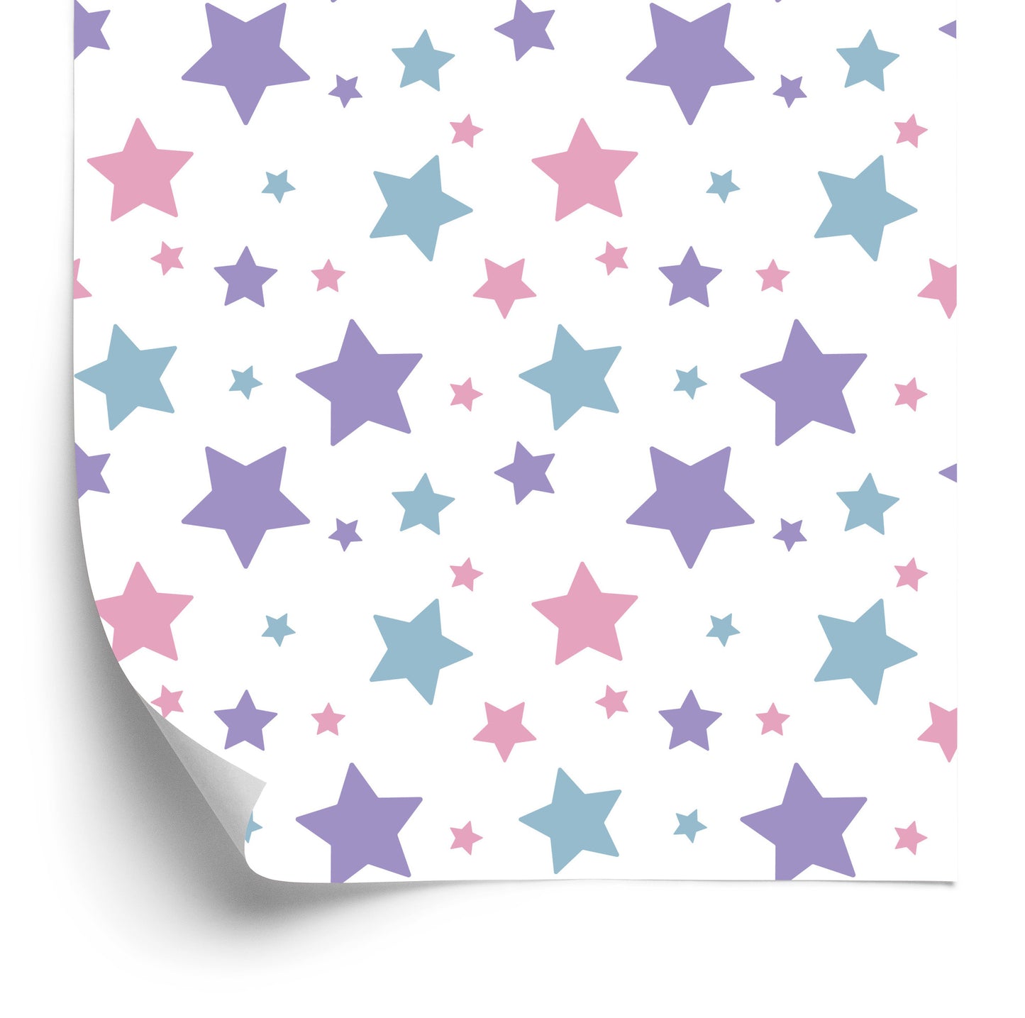 Wallpaper For Children - Blue, Pink And Violet Stars
