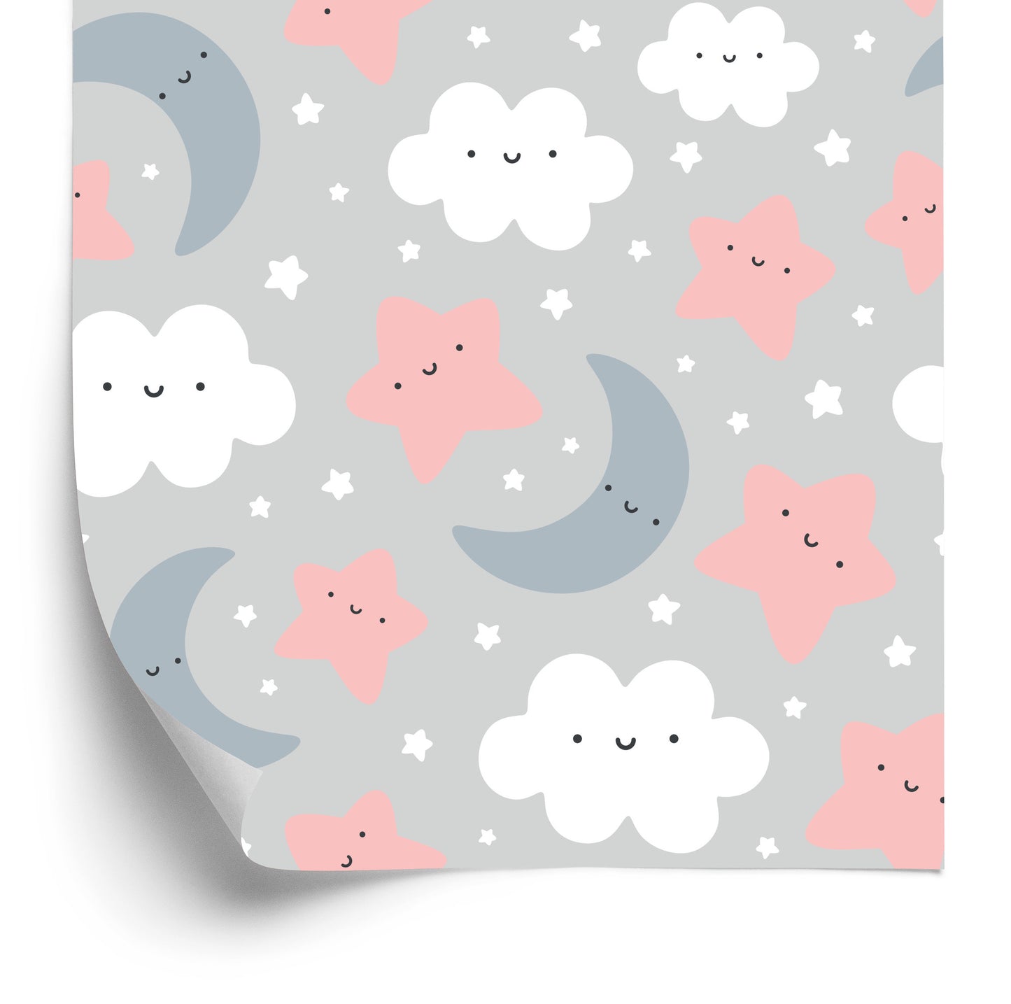 Wallpaper For Children - Smiling Clouds And Stars