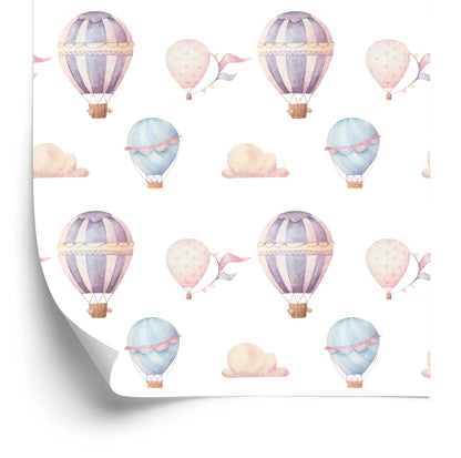 Wallpaper For Baby's Room Pastel Cloud Balloons