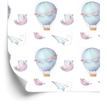 Wallpaper Birds In The Clouds Balloons Into A Baby's Room