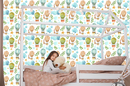 Wallpaper For Children, Balloons, Clouds, Star Plants