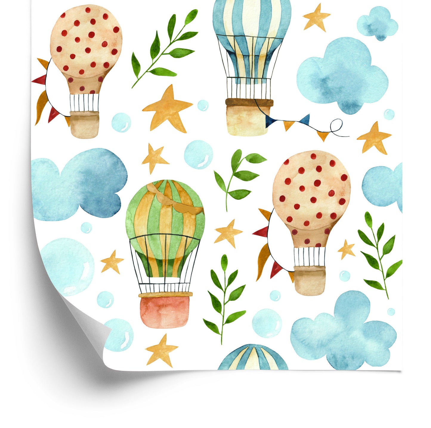 Wallpaper For Children, Balloons, Clouds, Star Plants