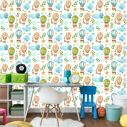 Wallpaper For Children, Balloons, Clouds, Star Plants