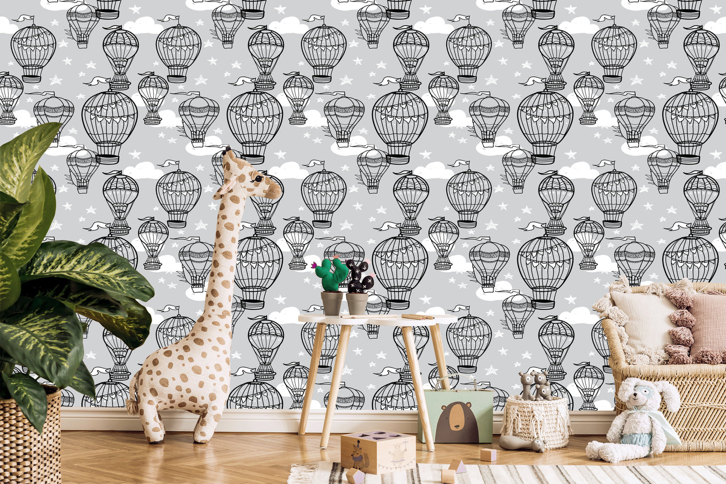 Wallpaper Balloons With Stars In The Background