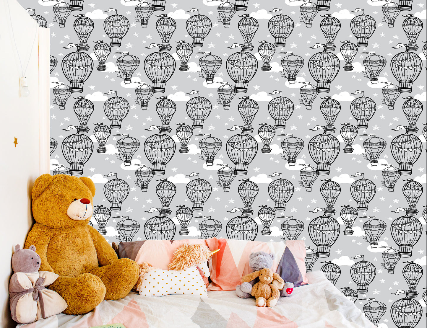 Wallpaper Balloons With Stars In The Background