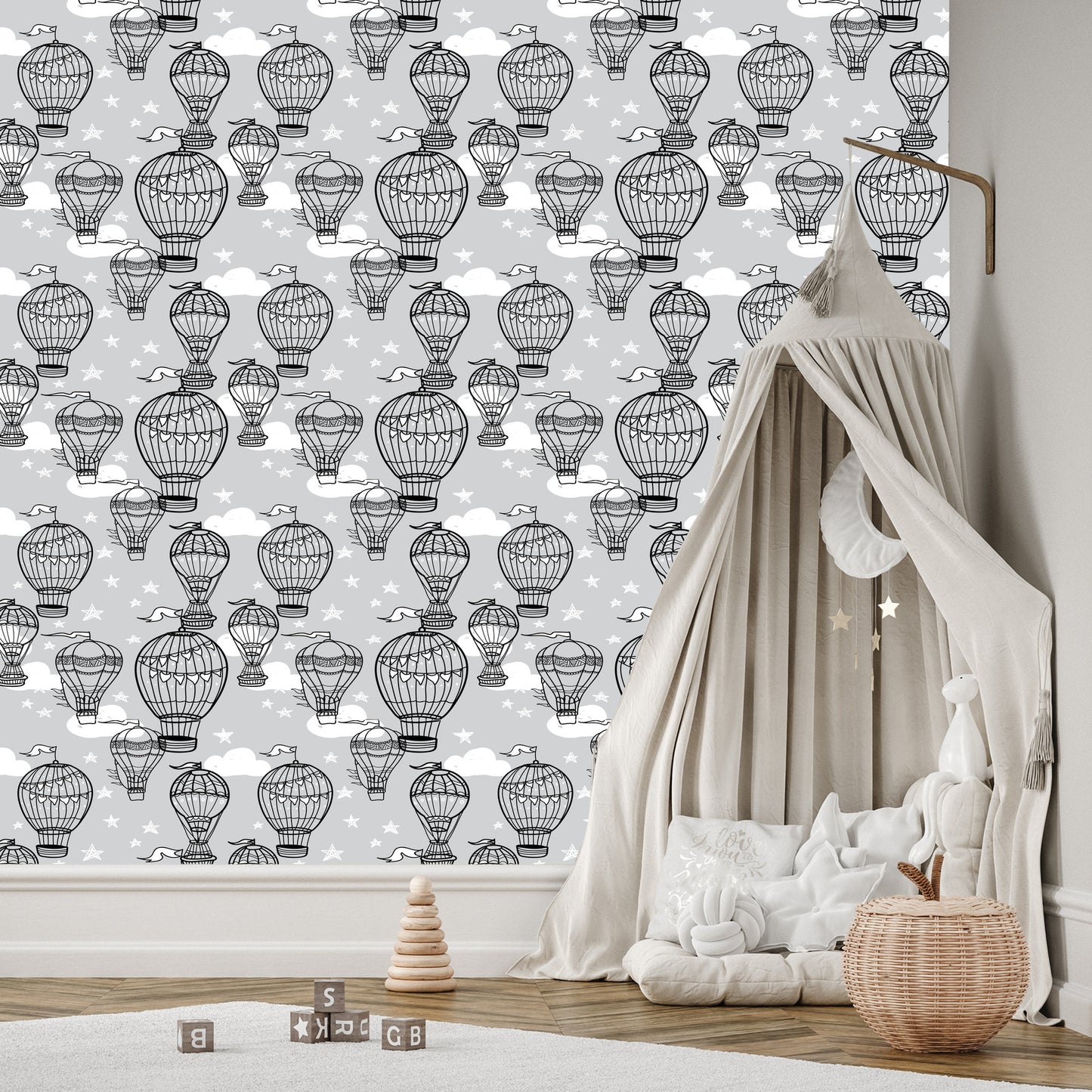 Wallpaper Balloons With Stars In The Background