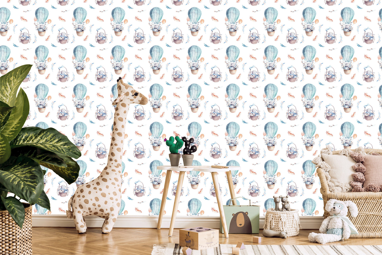 Wallpaper Balloons With Plants In The Background