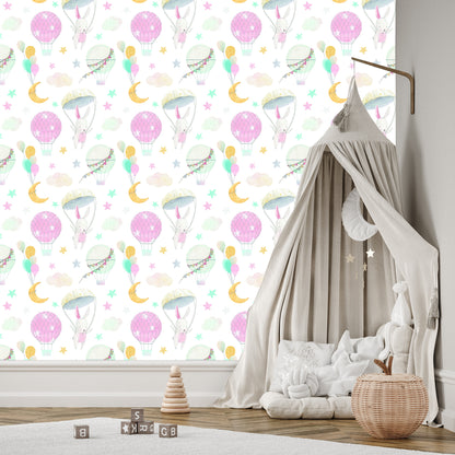 Wallpaper Balloons On The Background Of Colorful Stars