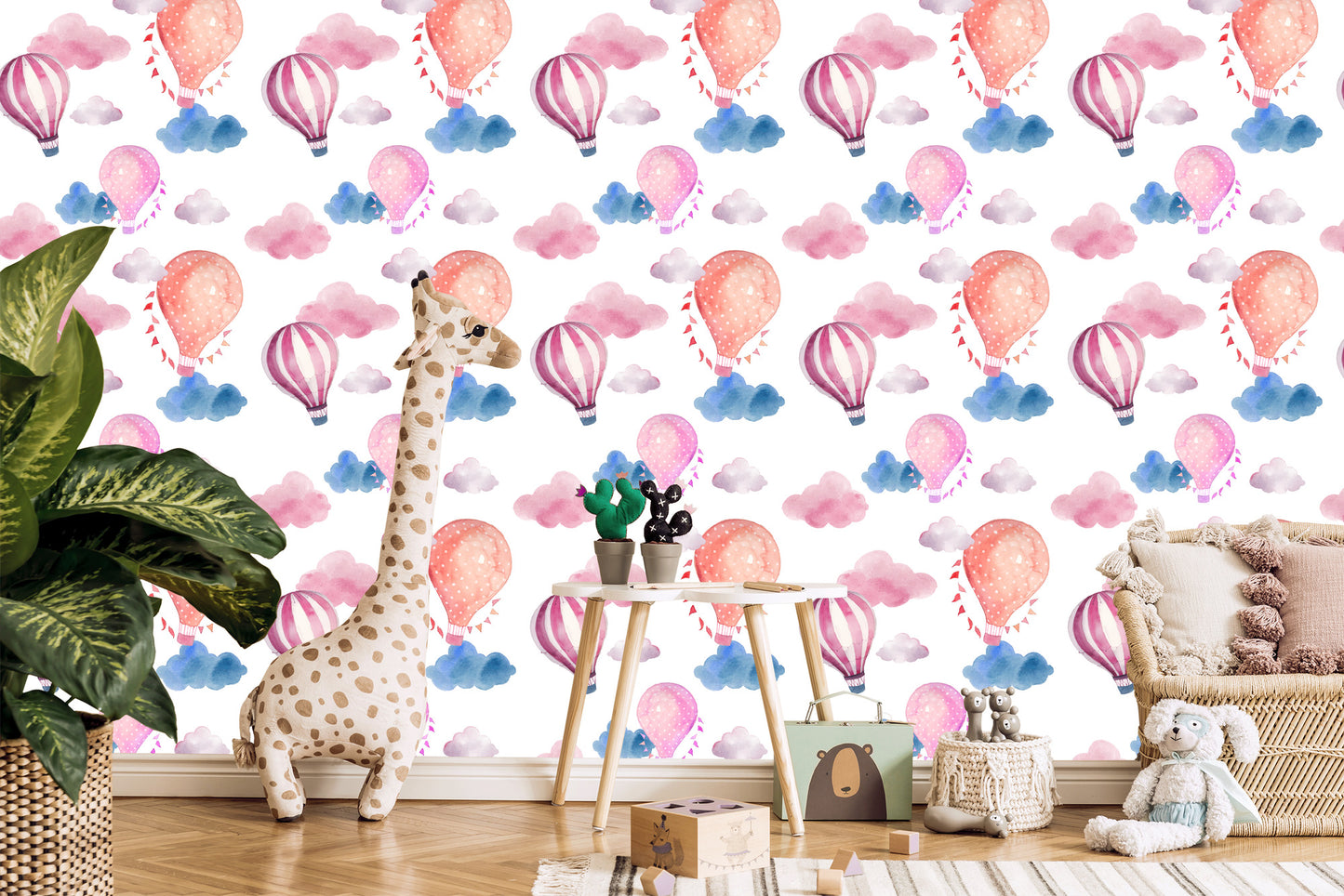 Wallpaper Balloons On A Background Of Colorful Clouds