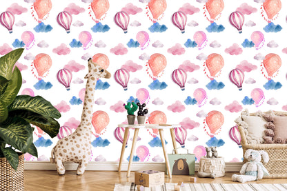 Wallpaper Balloons On A Background Of Colorful Clouds