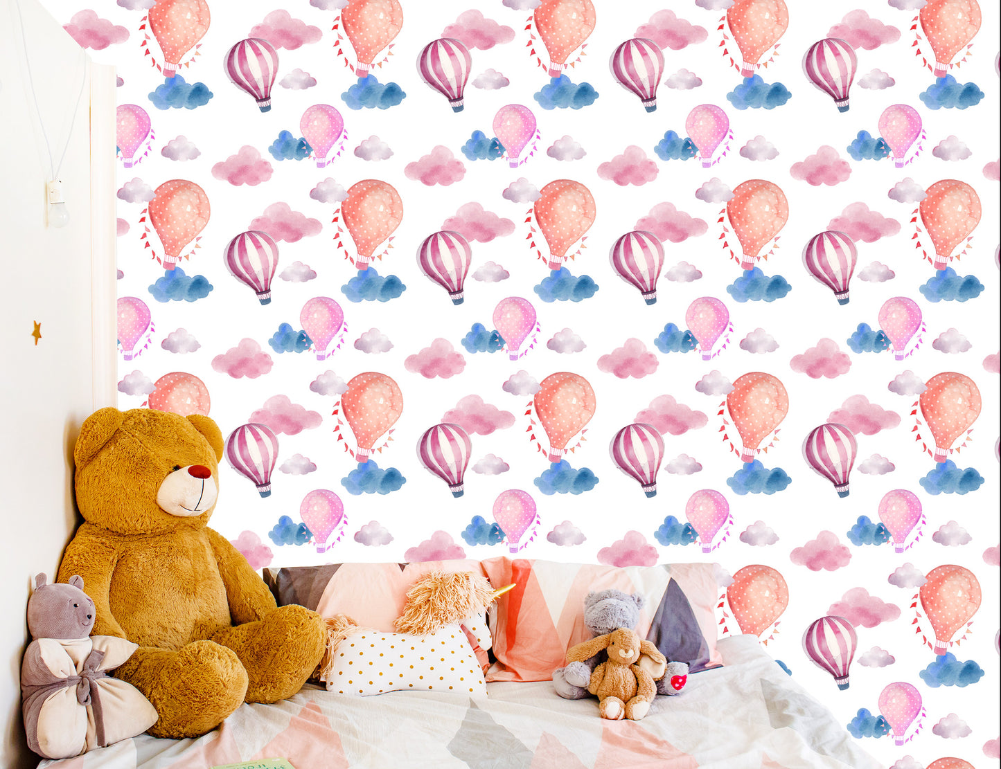 Wallpaper Balloons On A Background Of Colorful Clouds
