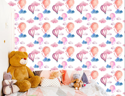 Wallpaper Balloons On A Background Of Colorful Clouds