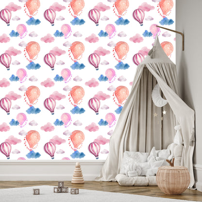 Wallpaper Balloons On A Background Of Colorful Clouds