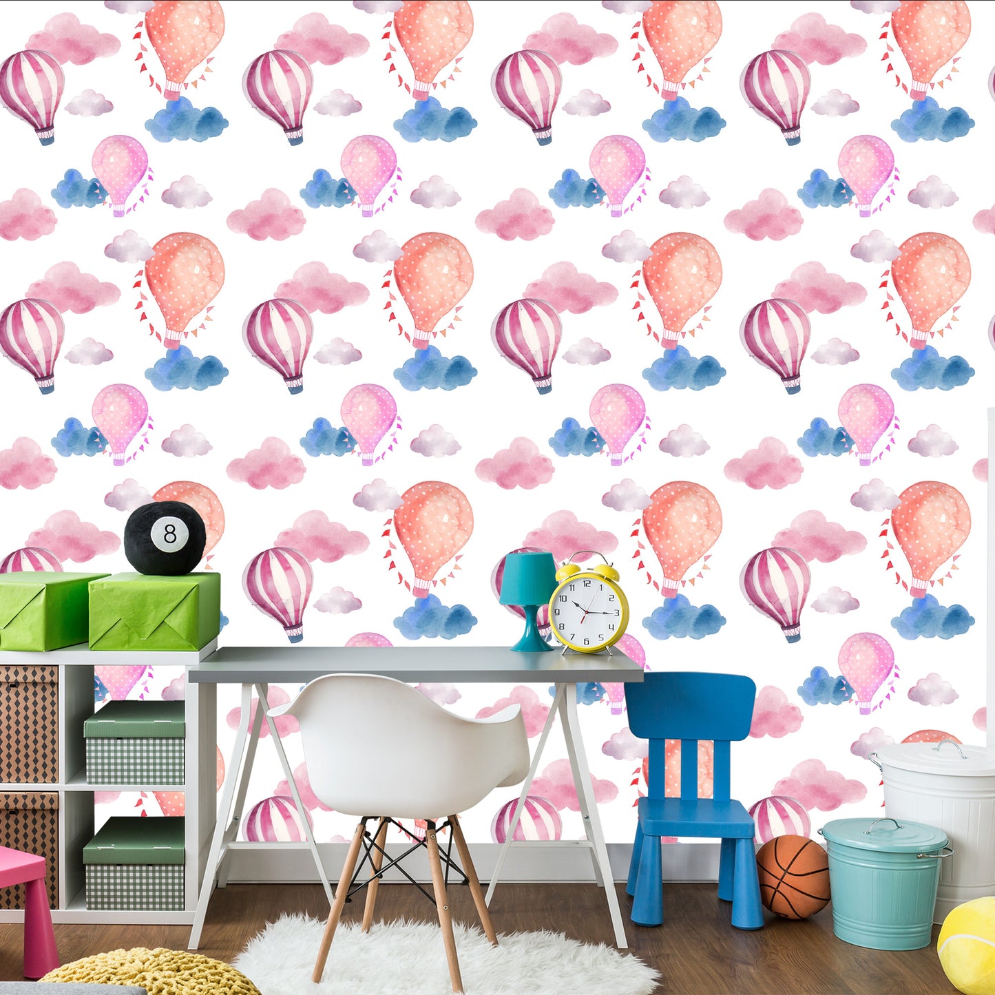 Wallpaper Balloons On A Background Of Colorful Clouds