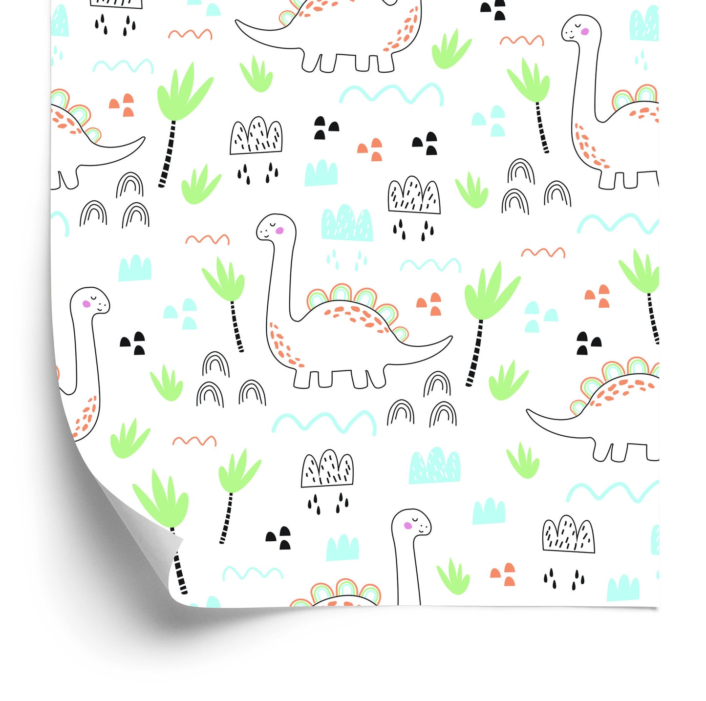 Wallpaper For Children. Dinosaurs. Clouds. Trees