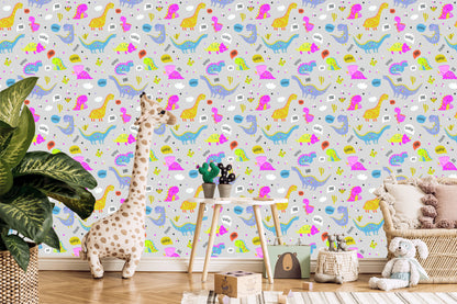 Wallpaper For Children Colorful Nature Flowers Dinosaurs