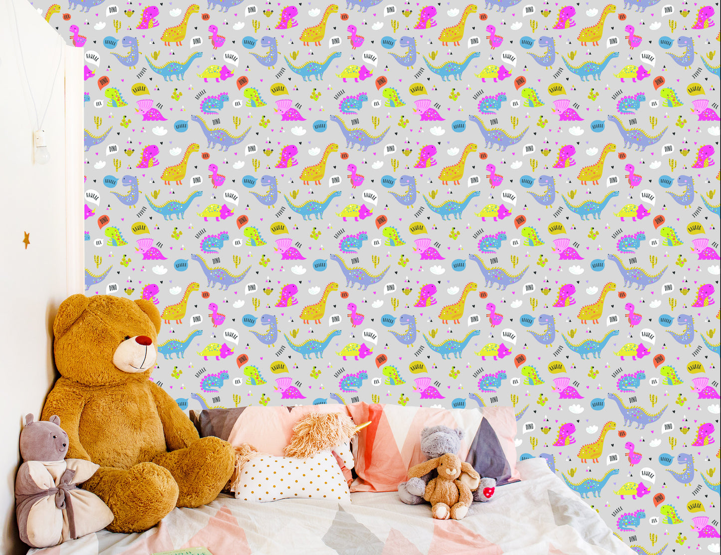 Wallpaper For Children Colorful Nature Flowers Dinosaurs