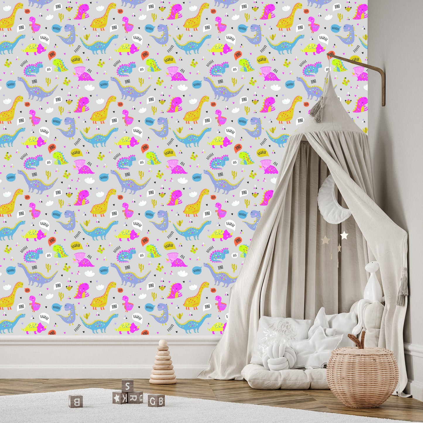 Wallpaper For Children Colorful Nature Flowers Dinosaurs