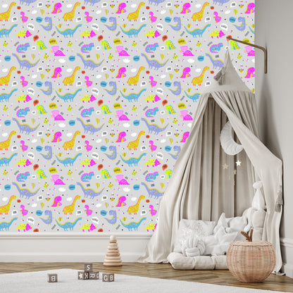 Wallpaper For Children Colorful Nature Flowers Dinosaurs