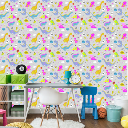 Wallpaper For Children Colorful Nature Flowers Dinosaurs