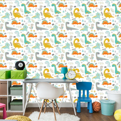 Wallpaper For Children Colorful Dinosaurs Mountains Nature