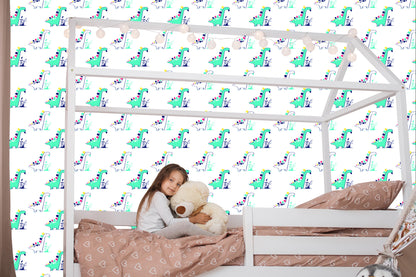 Wallpaper For Baby's Room Dinosaurs, Plants, Leaves
