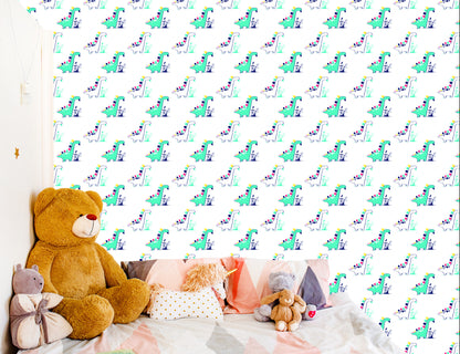 Wallpaper For Baby's Room Dinosaurs, Plants, Leaves